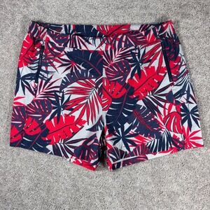 Columbia PFG Tropical Leaf Print Swim Trunks Shorts Men's 2X Blue Red White